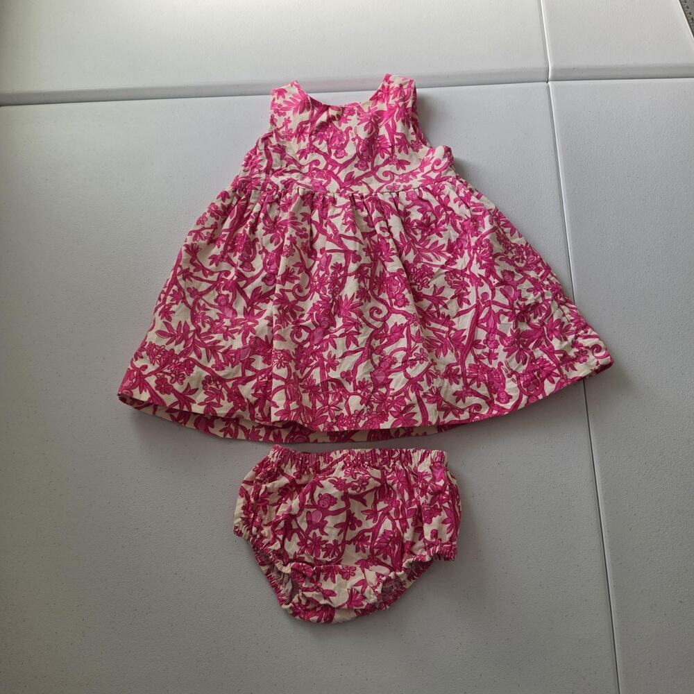 Lilly Pulitzer Dress Set Girls 18-24 Months Pink Floral Corduroy Lined 2 Piece